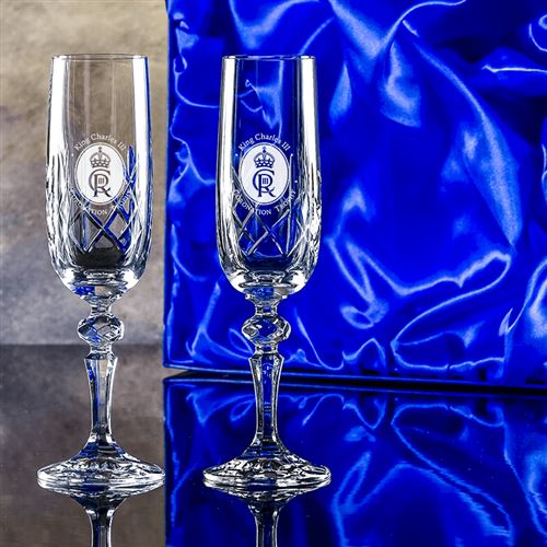 Coronation Crystal Edward Champagne Flutes