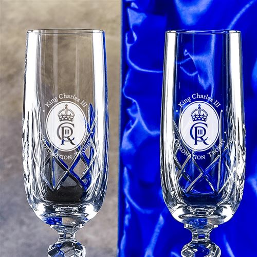 Coronation Crystal Edward Champagne Flutes